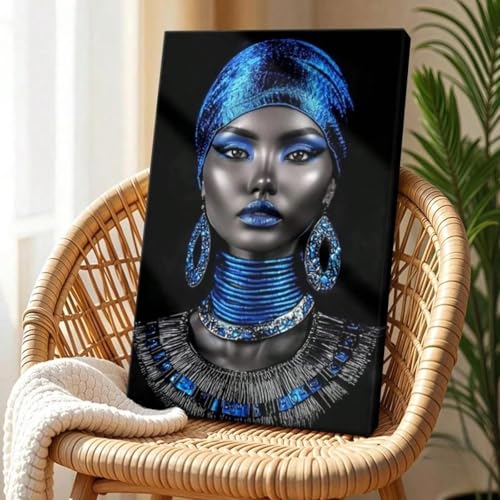 Impressions d'art de femme bleue affiche afro célébration art noir