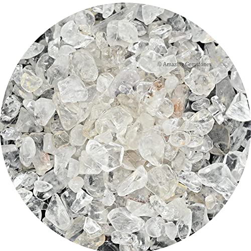 Image of Amazing Gemstone Clear Quartz Crystal Chips and Tiny Crystals for Aquarium Gravel - Bulk Fish Tank Gravel, Small Tumbled Stone Chips and Tiny Crystals for Decoration (Natural AAA Grade Gemstones)