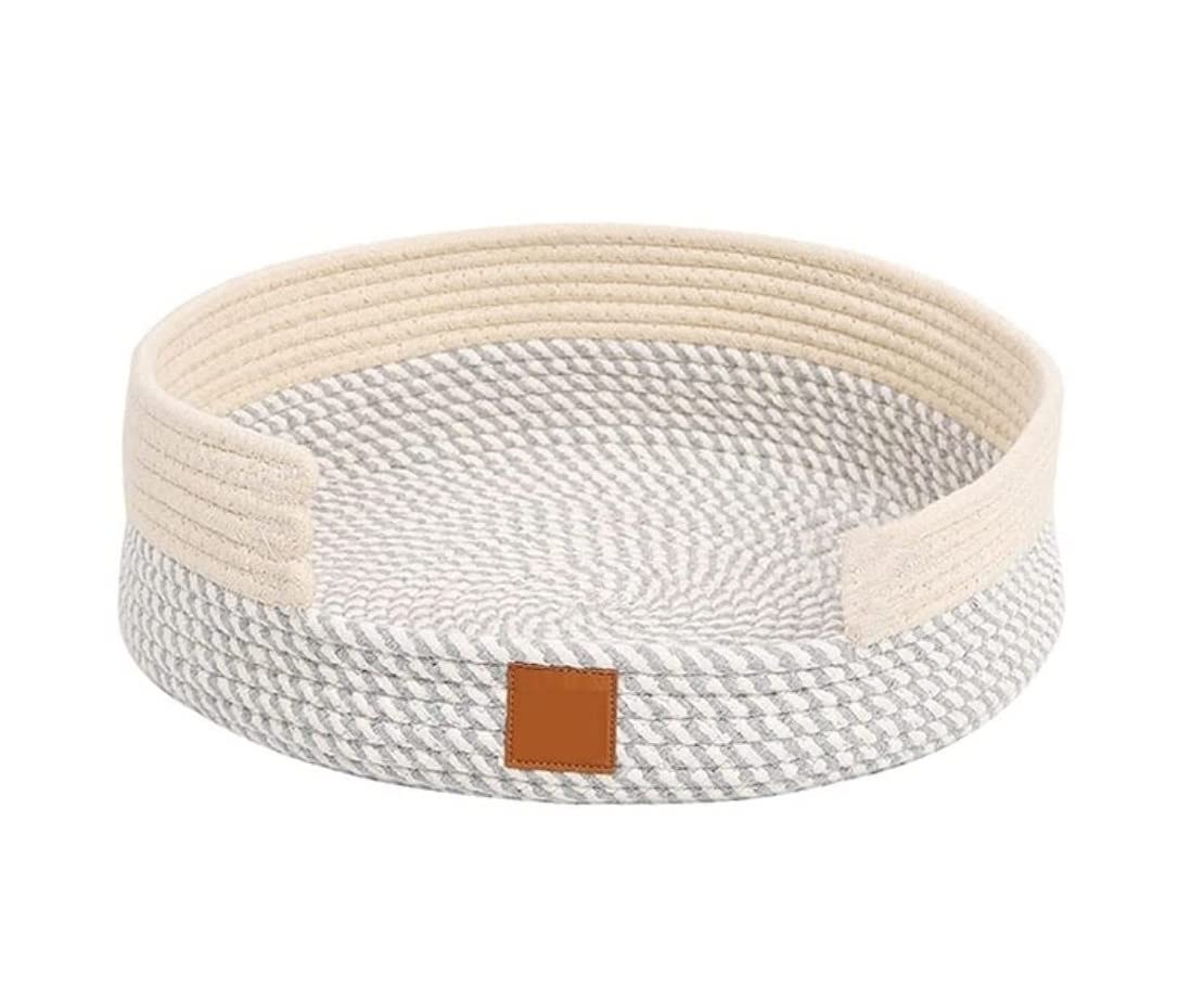 Katzen Kratzbrett Rundes Katzenkratzbett-Kissen, Baumwolle, Langlebig, Katzenkratzer Und Betten Für Katzen, Hunde, Kratzbrett Schützt Teppiche und Sofas ( Color : White Grey , Size : 38*38*12cm )