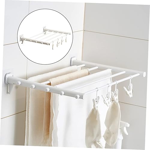Miniatura 7 de Cabilock Tendedero de metal para ropa plegable, estante de secado de ropa montado en la pared, colgador de ropa de pared, toallero de ahorro de