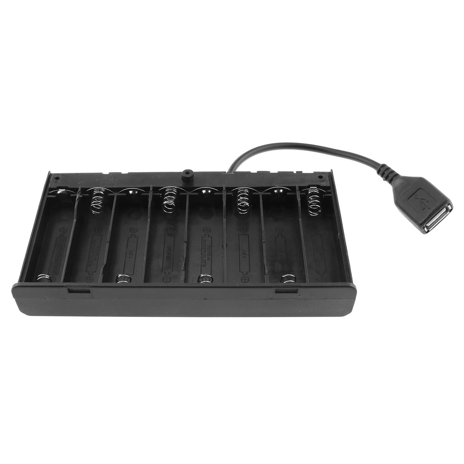 USB Batteriebox Für 8 AA Batterien – Mit Ein-/Ausschalter | Schwarz