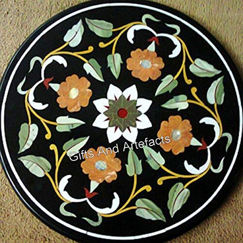 Table basse ronde en marbre noir de 41 cm pour optimiser les petits salons - 3