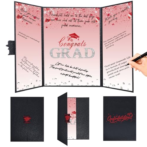 Image of Crenics Black and Red Graduation Decorations Class of 2026, Creative Graduation Guest Sign in Book Alternative, Congrats Grad Signature Book 18 inch x 12 inch, Awesome Graduation Gift or Keepsake