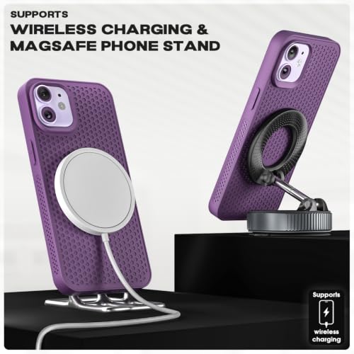 Image of Pikkme Back Cover for iPhone 12 /12 Pro | Honeycomb Cooling Design | Silicone Heat Dissipation | Mag-Safe Compatible | Shockproof Camera Protection Bumper Case (Purple)