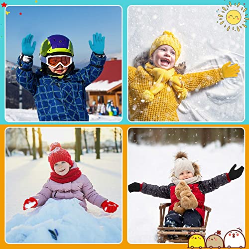 Handepo 48 Pieces Kids Gloves Bulk Stretchy Toddler Knit Warm Kids Winter Gloves Mittens Finger for Boys Girls(Yellow, Lake Blue, White, Black, Red, Gray)4