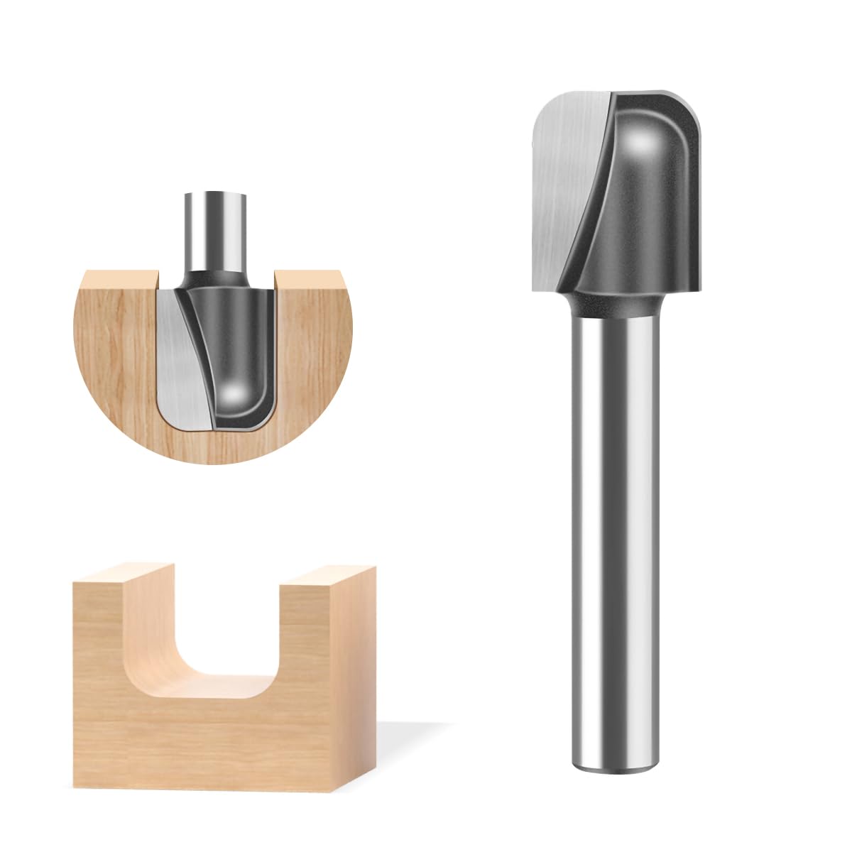 1/4 Inch Shank Double Arc Round Bottom Router Bit for U-Shaped Grooving & Trimming
