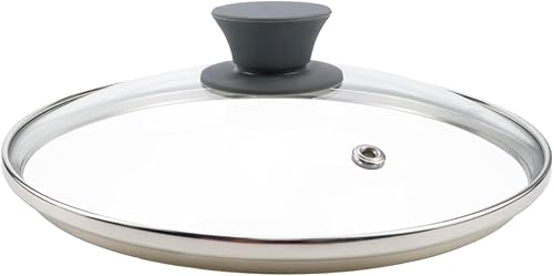 1 tapa de vidrio de 8 pulgadas, tapas de vidrio templado con mango recubierto de silicona, tapa de olla de acero inoxidable para sartén, sartén y