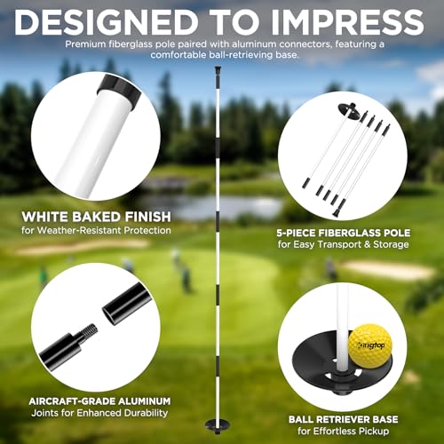 image for KINGTOP 6ft Golf Flagstick Upgraded, Portable Five-Section Design for 