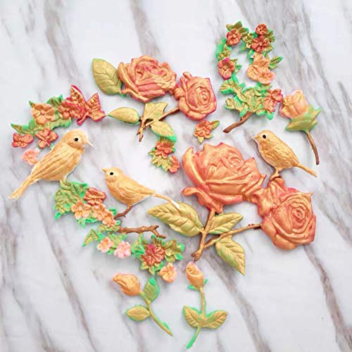 3 Pack Butterfly Rose Flower Stems Birds Blossoms Silicone Fondant Mold, For Making Chocolate Fondant Jelly Polymer Clay Soap Crafting Diy Projects And Cake Decoration #TOP5