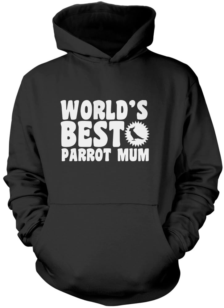 Hotscamp Boys Black World's Best Parrot Mum Unisex Hoodie - Medium
