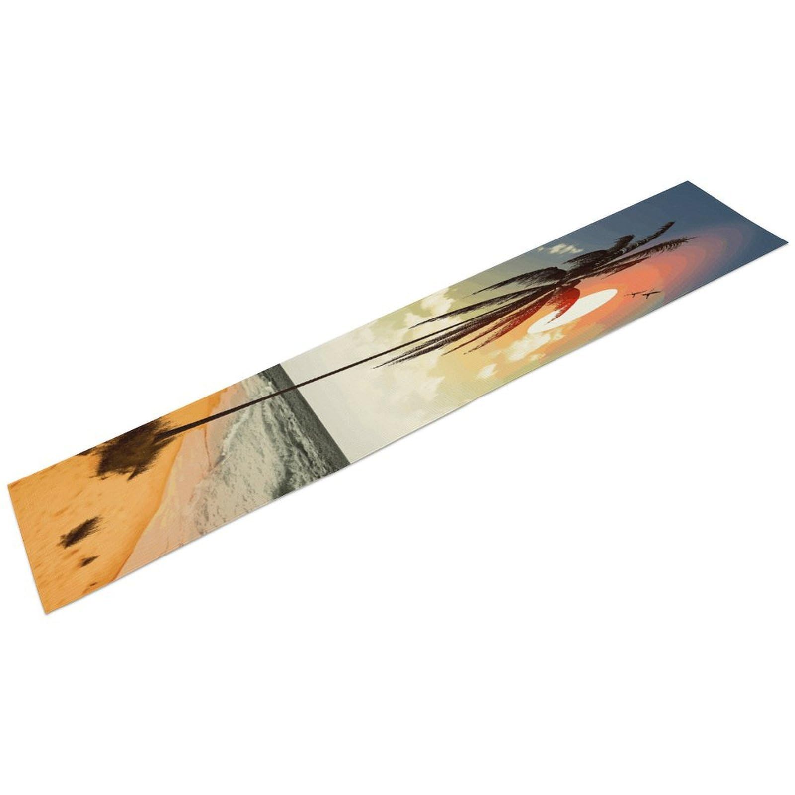 Palm Tree on Beach Table Runner Personality Patterned Linen Table Runner Wrinkle Resistant Tablemat Country Rustic Farmhouse Tables Runners Kitchen Dining Table Decoration