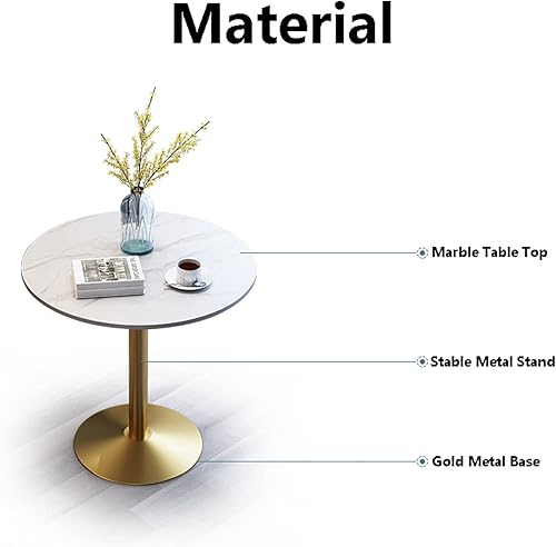 Miniatura 5 de Mesa auxiliar de mármol, mesas auxiliares redondas de oficina con base de metal, mesa auxiliar de sofá de mármol para sala de estar, sala de