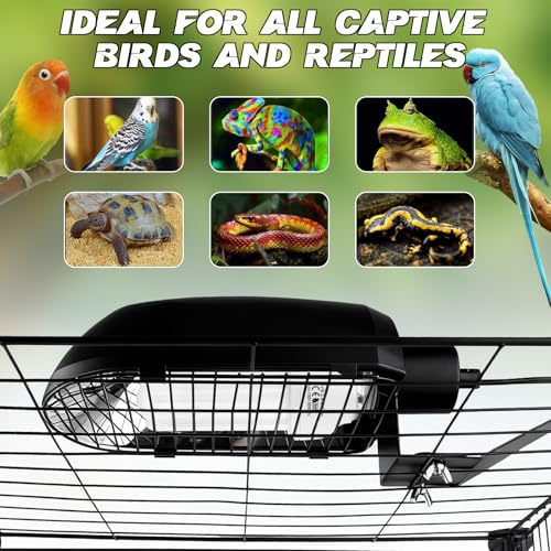 Image of Bird Cage Light Fixture Combo Kit with Adjustable Timer,Lamp Hood with 2.4% UVB UVA 20W Compact Fluorescent Bulb for All Kinds Captive Birds Reptiles