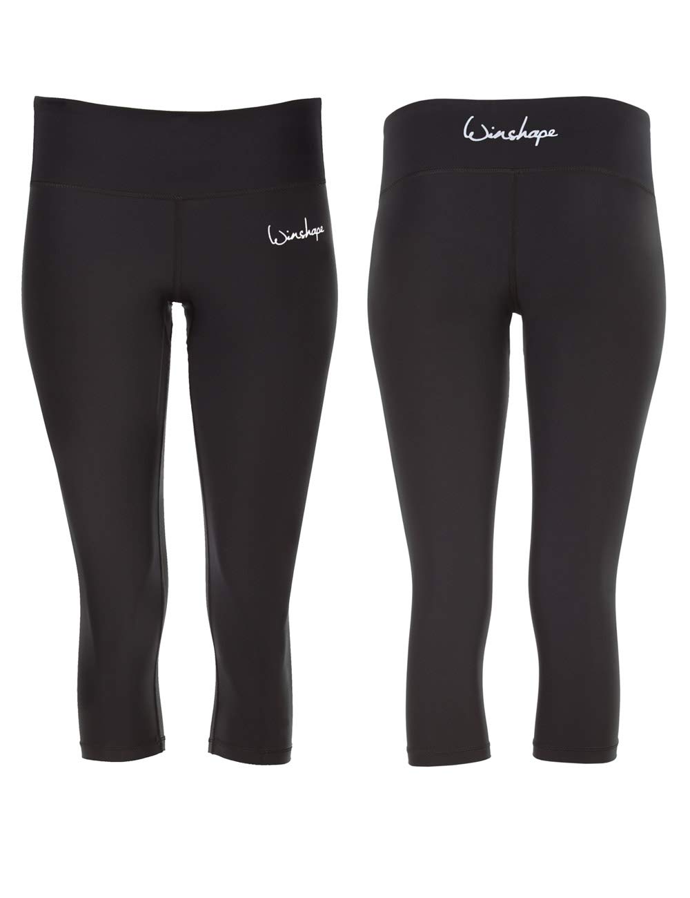 WINSHAPE Functional Power Shape 3/4 Tights Leggings AEL202 with Non-Slip Effect, Slim Style Fitness Leisure Sports Yoga Workout, womens, Leggings, AEL202-SCHWARZ-XL, Black, XL