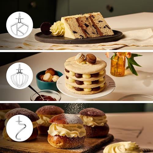 Kenwood kMix Calm Cream - Stand Mixer for Easy Baking, 5L Stainless Steel Bowl, Planetary Mixing, Metal Body, Variable Speed Control, 3-Piece Patisserie Set & Splash Guard, 1000W, Cream (KMX751ACR) - Image 5