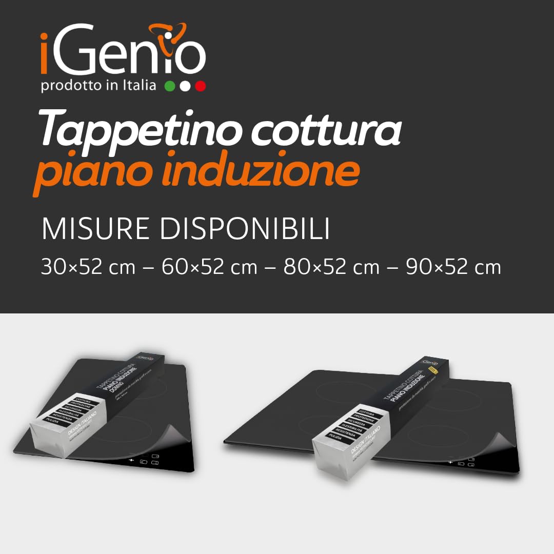 Tappetino cottura nero fumè per piano induzione - iGenio - 90X52 cm (art.297)