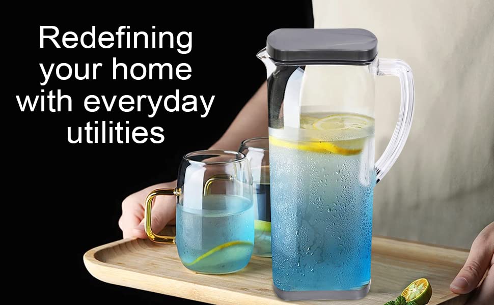 KD ZONE Water Jug with Plastic Handle, 2 litres, Transparent 1