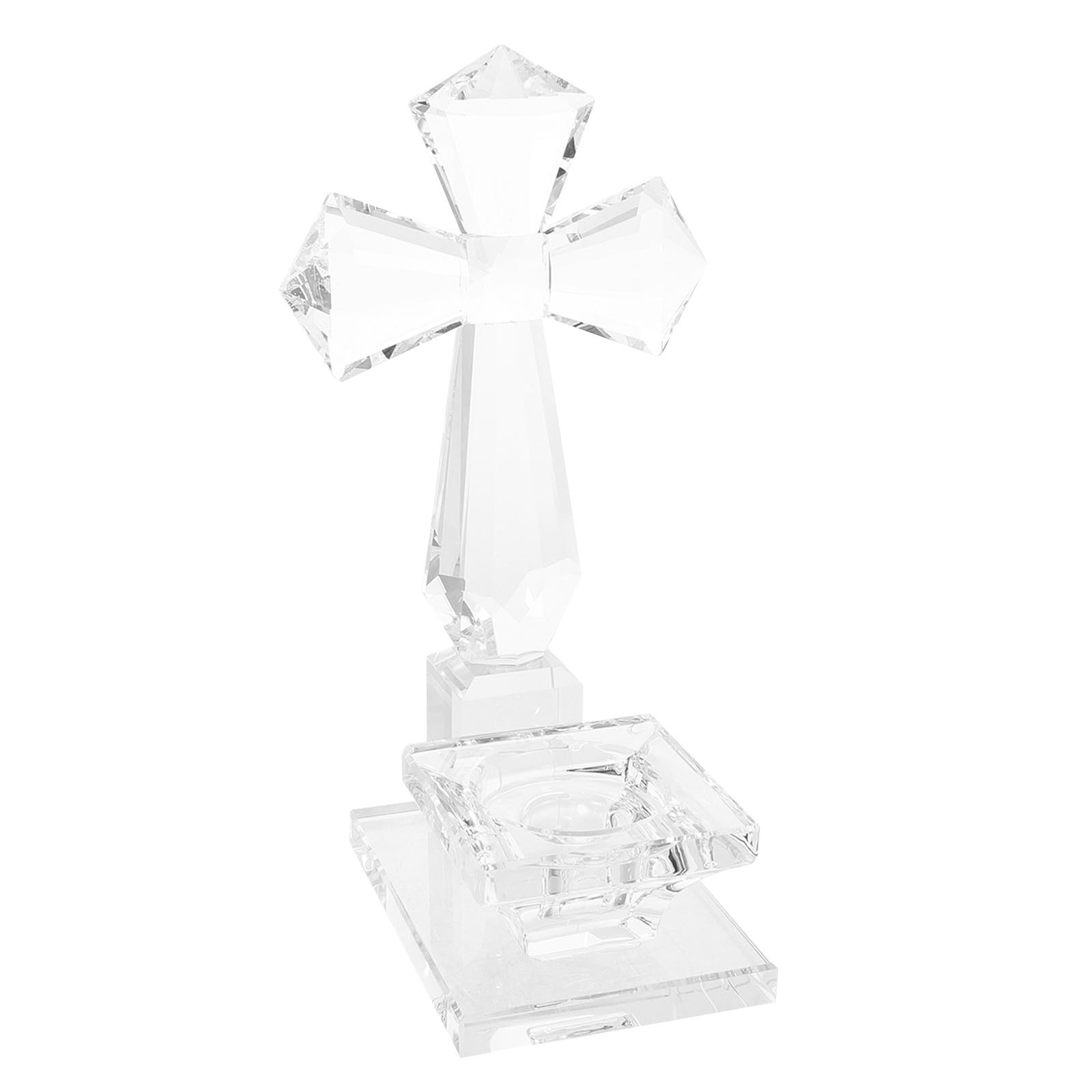 Bougeoir facile à nettoyer en verre de croix STOBAZA fini la cire incrustée