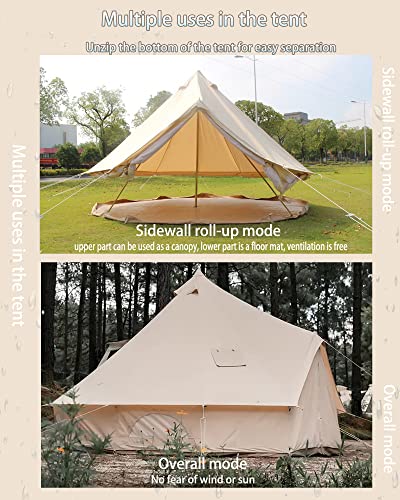 Kanggogo Canvas Tent Bell Tent Yurt With Stove Jack Zipped Removable Floor For Glamping Truck Car Camping,Luxury Cotton Tent,Breathable And Windproof,Glamping For 6/8/10Person Family Camping #TOP2