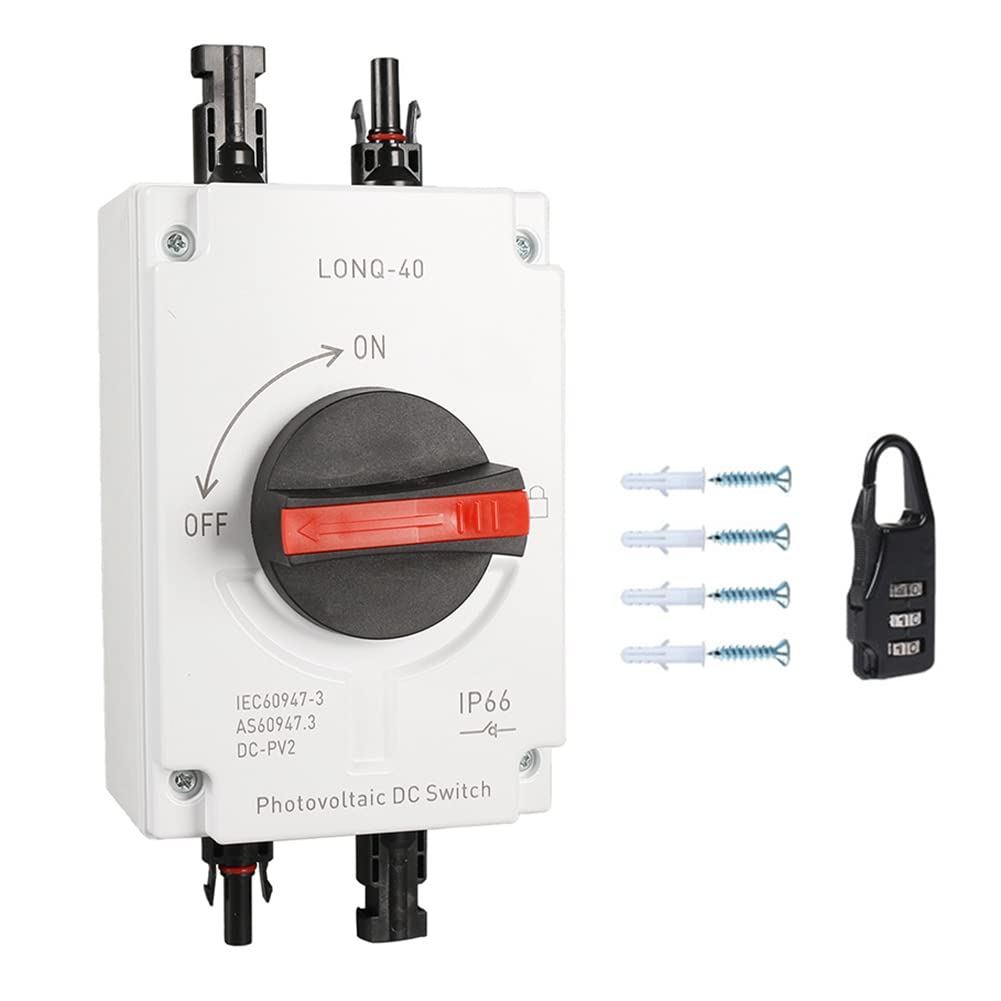 Littimoon 1Set PV Solar Photovoltaic Disconnect Switch, LONQ-40 DC Isolator Solar Switch DC1000V 4P