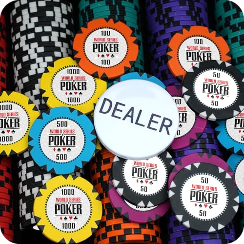 Image of CASINO KART Casinokart WSOP GR Casino Poker Chip Set - 300 Chips with 2 Decks of Playing Cards & Dealer Button | Professional Poker Chipset