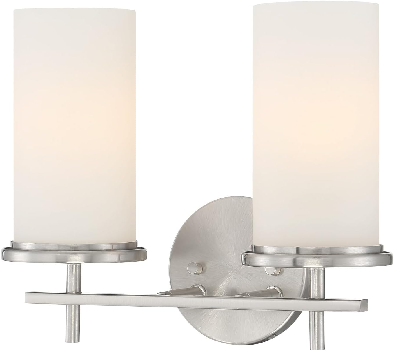 Minka Lavery 4092-84 Haisley Etched White Glass Bath Vanity Wall Mount, 2-Light 120 Total Watts, 11" H x 13" W, Brushed Nickel