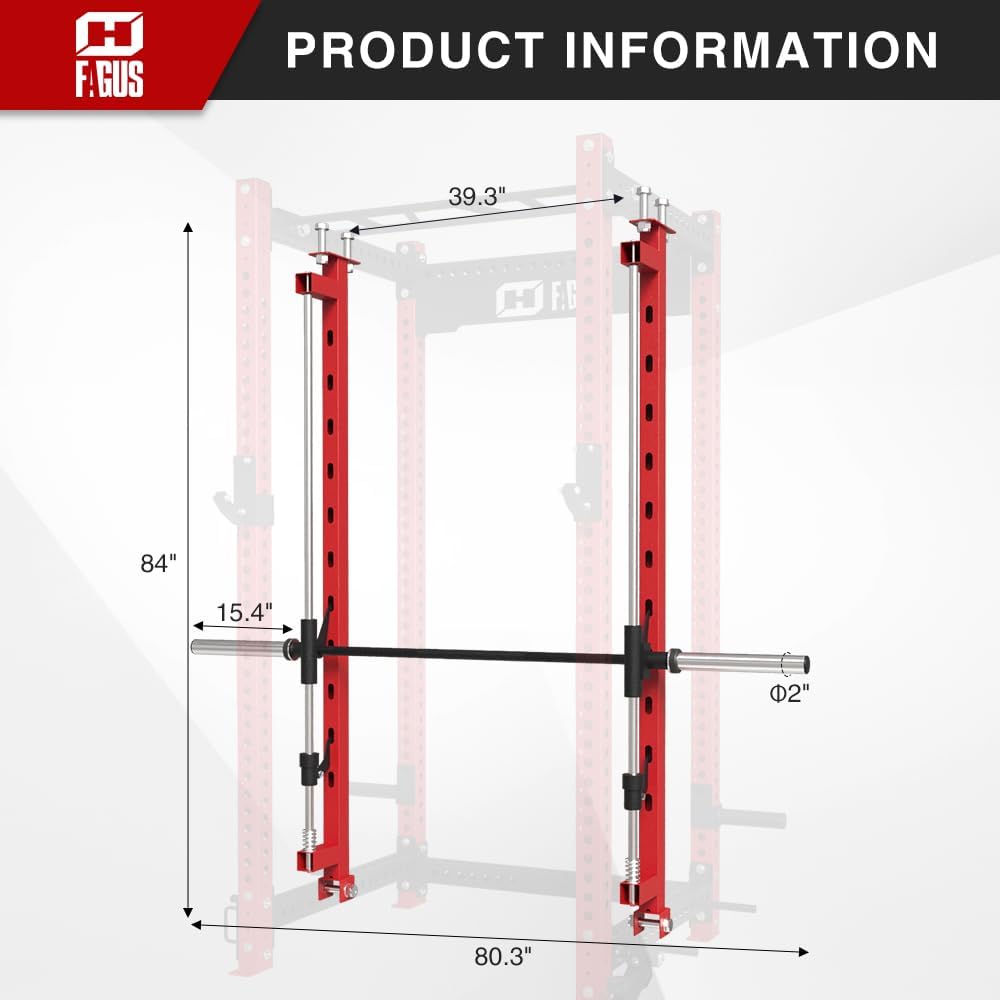 Smithe Machine Attachment for 3"x3" Power Cage Squat Rack, 2400lbs Multi-Functional Power Rack, Commercial Weight Lifting Gym Cage for Home Gym Free Weight with Attachment Set