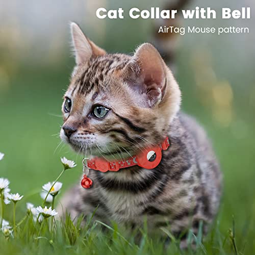 Image of Airtag Cat Collar, Striking Collar for Cat with Safety Buckle and Waterproof Air Tag Holder in 3 /8 inch Width, Cat Airtag Collar, Cat GPS Tracker Collar Compatible with Apple Airtag for Cat Puppy