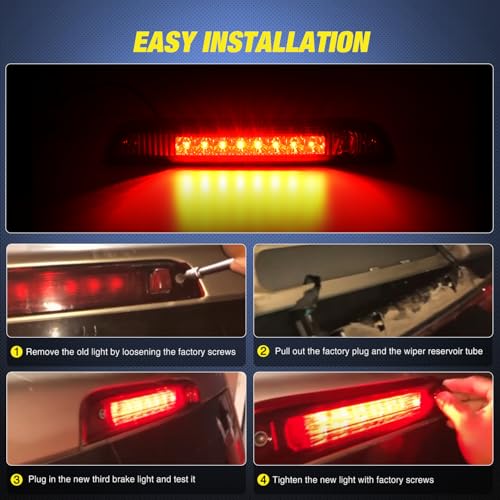Image of Nilight Third Brake Light Tail High Mount 3rd Stop Lights Smoked Lens Compatible with Jeep Patriot 2007 2008 2009 2010 2011 2012 2013 2014 2015 2016 2017 Van SUV Rear Center Cab Lamp