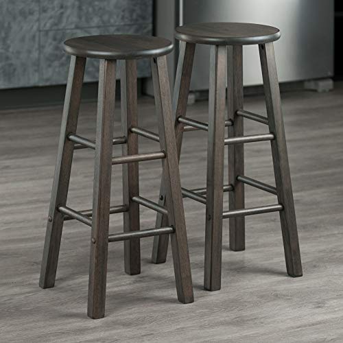 Image of Winsome Element 2-Piece Counter Stool Set, Classic Backless Bar Chairs for Kitchen & Dining Room Seating, Timeless Essential Furniture for Home, Dorm, Apartments