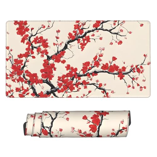 Tapis de souris de jeu extra large motif floral prune japonais 75x40 cm