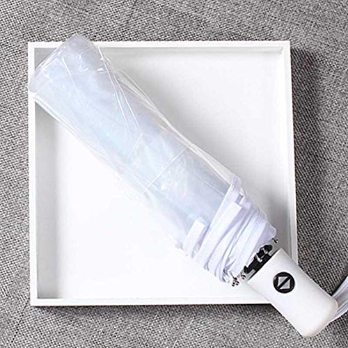 Preisvergleich Produktbild Sonnenschirm Regenschirm Transparenter Regenschirm Frauen Weiblich 3 Klappschirm Vollautomatisch 3 Farben Frau Reise Outdoor Regenschirm Geschenk Weiß
