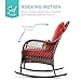Best Choice Products Outdoor Wicker Patio Rocking Chair for Porch, Deck, Poolside w/Steel Frame, Weather-Resistant Cushions - Red
