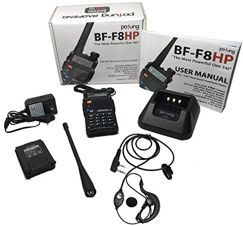 Baofeng Bf-F8Hp (Uv-5R 3Rd Gen) 8-Watt Dual Band Two-Way Radio (136-174Mhz Vhf & 400-520Mhz Uhf) Includes Full Kit With Large Battery #TOP2