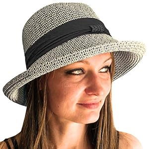 TOSKATOK® Ladies Womens Adjustable Summer Sun Hat Fashion Foldable Roll Brim Trilby Bowler