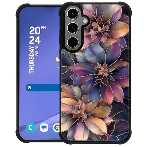 Coque Samsung S24 S25 Plus antichoc violet fleurs dorées protection rigide