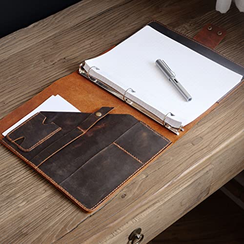 Personalized Leather Binder 3-Ring, 8.5 X 11 Refillable Paper, Leather Portfolio, Leather Business Folio, Work Portfolio, D711 #TOP3