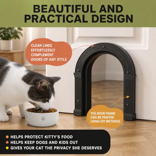 Cat Door for Interior Doors Large Cat Door for Cats Up to 25 lbs, No-Flap | Easy Installation in Minutes, No Training Needed, Fits 1.25" to 1.75" Thick Solid & Hollow Doors Black - Image 5