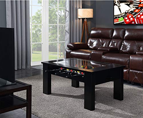 Hanover Foosball Coffee Table With Telescopic Rods And Counterbalanced Players, Black #TOP19
