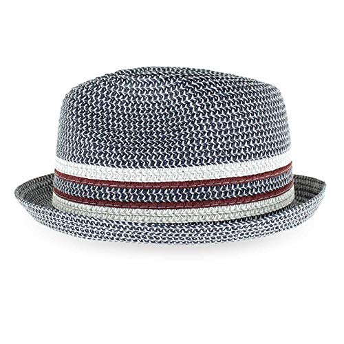 Image of Belfry Men /Women Summer Straw Pork Pie Trilby Fedora Hat in Blue, Tan, Black