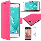 ebestStar - kompatibel mit Wiko Lenny 3 Hülle Wiko Jerry Kunstleder Wallet Case Handyhülle {PU Leder}, Kartenfächern, Standfunktion, Pink + Panzerglas Schutzfolie