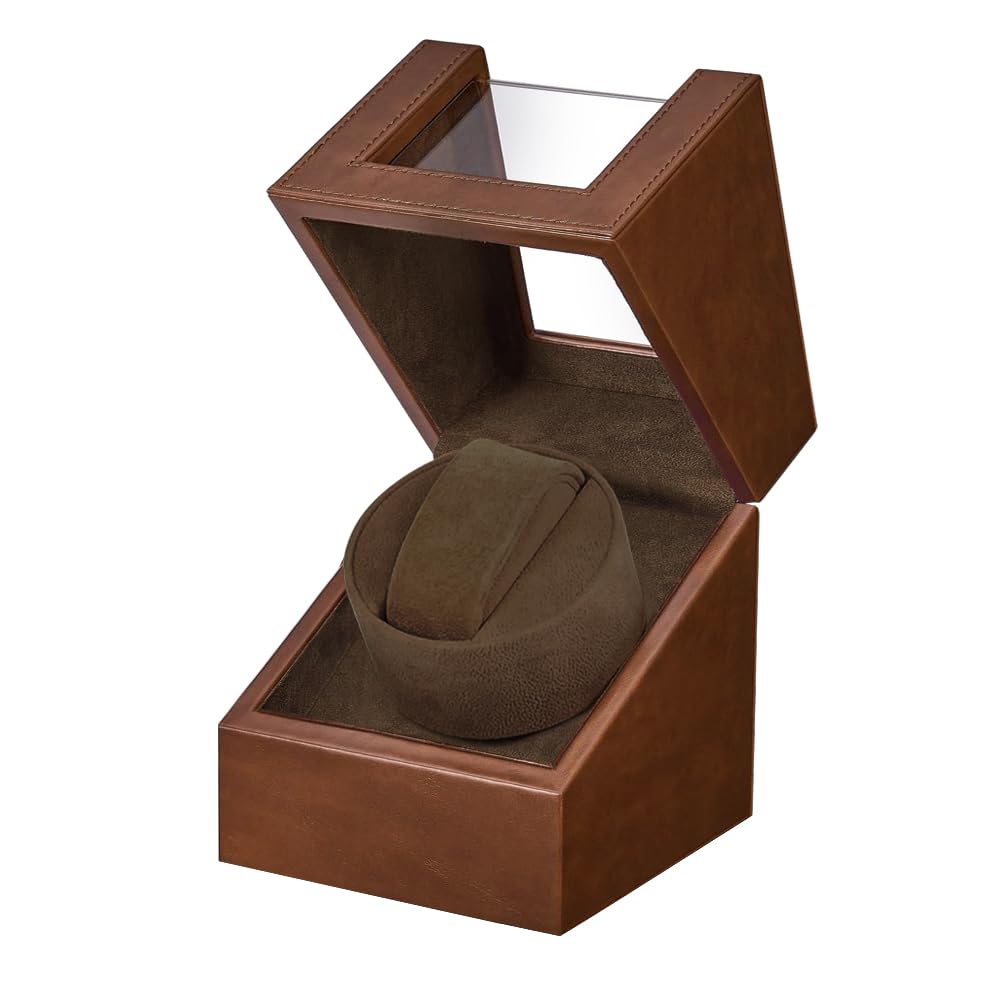 Automatic Watch Winder,Single Watch Winder for Women's and Men's Watches,Watch Shaker with Japanese Quiet Motor,Battery Powered or AC Adapter