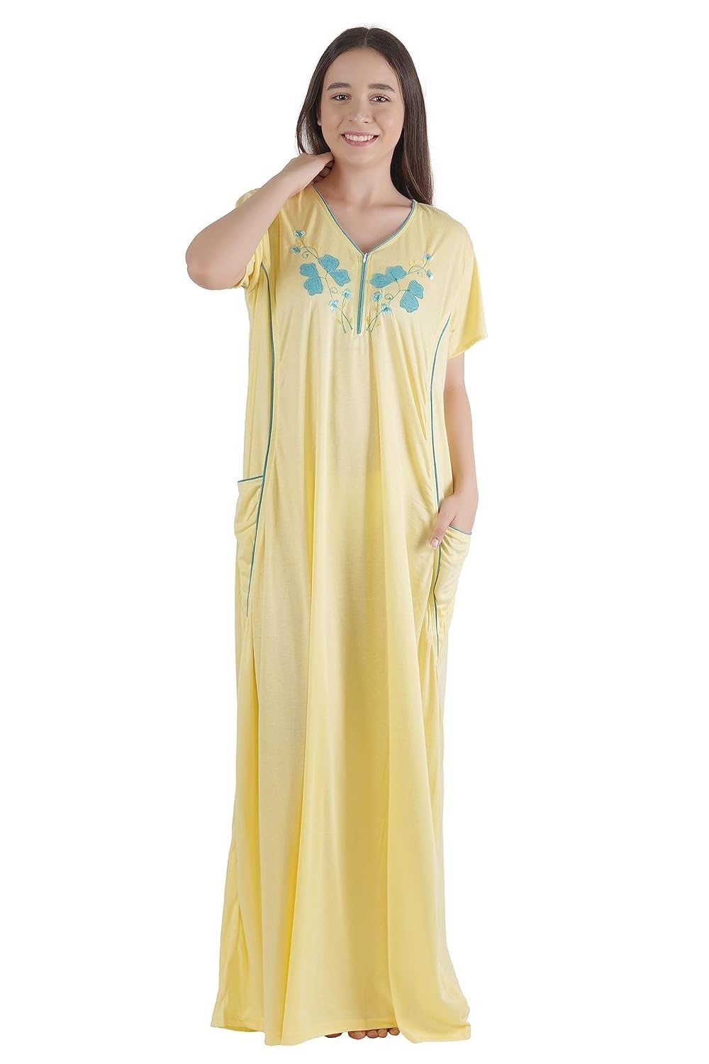 Kajal Apparel Hosiery Cotton Printed Half Sleeves Nighty for Women | Soft & Comfortable Cotton Night Dress | Stylish Printed Long Nighty for Ladies-image-13