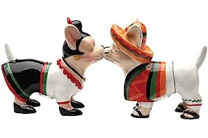 Chi Chi Chi Chihuahua Kissing Ceramic Magnetic Salt and Pepper Shaker Set