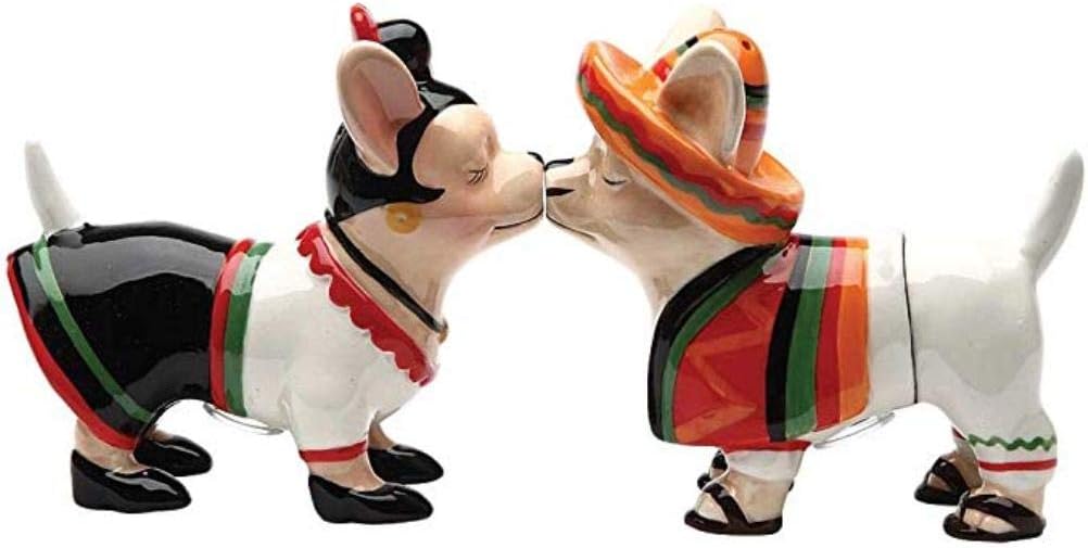 Pacific Giftware Chi Chi Chi Chihuahua Kissing Ceramic Magnetic Salt and Pepper Shaker Set