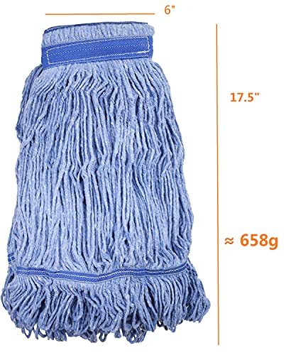 Image of Mop Head Replacement Commercial Heavy Duty String Blue Wet Mop Heads for 3 Typs Commercial Mop Handle(4 pcs,Large,Weight 23oz)