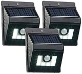 Lunartec Aussenleuchte Solar: 3er-Set Solar-LED-Wandleuchten mit Bewegungsmelder, Dimm-Funktion (Solarwandlampen)