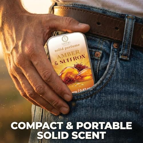 Image of IDITRI EXPORT Solid Perfume |Amber & Saffron&Constant Alcohol Free Wax Perfume Balm, Long Lasting | Pocket Tin 12g, Pack Of 2| Non Greasy Smooth Glide, Travel Friendly Unisex Gifts He Or Her