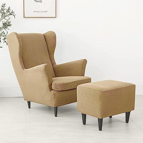 Funda de sillón orejero con terciopelo de maíz para un hogar acogedor 4