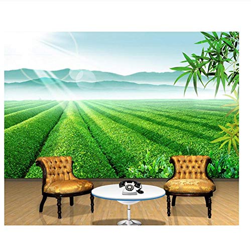 Lovemq 3D Wallpaper Custom Mural Non-Woven 3D Room Wallpaper Tea Garden Bamboo Landscape Painting Photo Wallpaper For Walls 3 D-290X190Cm Cover